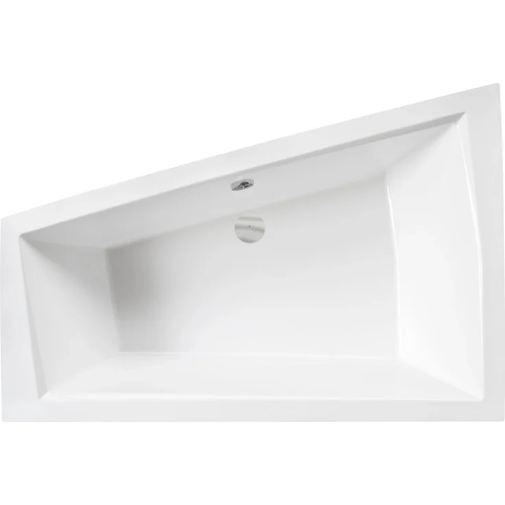 Bad Land Badewanne Eckwanne INTIMA 180x125 Links, schneeweiß mit 2 Kopfstützen, antibakterieller Beschichtung und automatischem Siphon