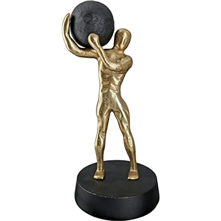 GILDE Deko Figur Skulptur Strong Stark XL - Moderne Kunst und Dekoration aus Kunstharz - Farbe: Gold - Höhe 35,5 cm - Preisvergleich