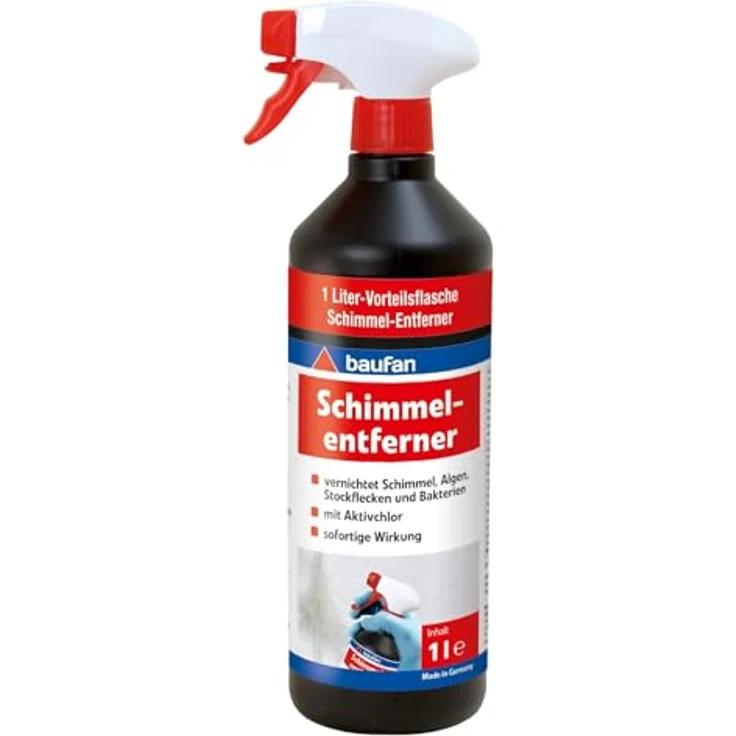 baufan® Schimmelentferner chlorhaltig, Hochwirksames Reinigungsmittel für Silikon- & Fliesenfugen, schnelle Wirkung – Bild 1