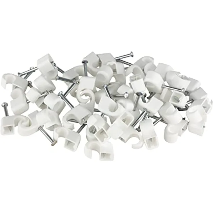 REV Expressschellen, 200 St. Nagelschellen - Kabelschellen, 7-11mm, Nagellänge 25mm, Weiss