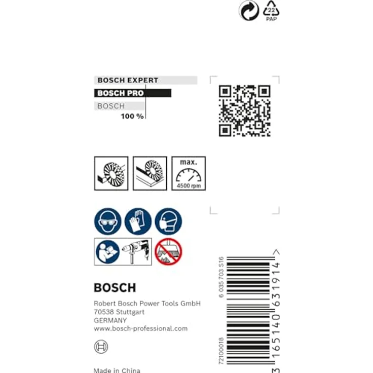 Bosch Professional Scheibenbürste, Stahl, gewellter Draht, 0,2 mm, 50 mm, 15 mm, 4500 U-min, 2608622111 – Bild 6