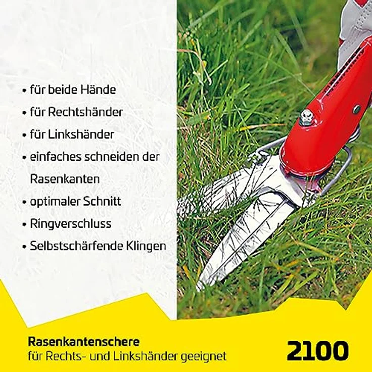 Berger Rasenkantenschere 2100 mit selbstschärfenden Klingen aus verchromten Metall mittelgroß – Bild 5