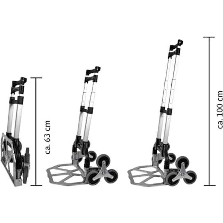 Dönges Treppensteiger-Sackkarre, klappbar, bis 75 kg Traglast, schwarz/grau, vielseitig einsetzbar – Bild 2