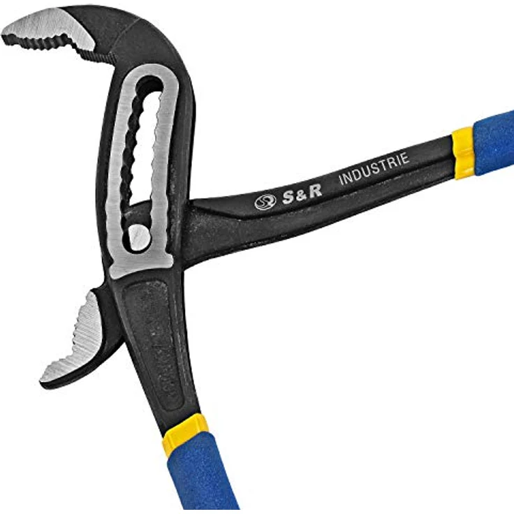 S&R Wasserpumpenzange CR-V Stahl gehärtet, phosphatiert, doppelt ummantelte Griffe, 250 x 36 mm, Öffnungsweite 55 mm, Rohrzange, Zange für Wartung Montage Klempner Industrie - Preisvergleich – Bild 4