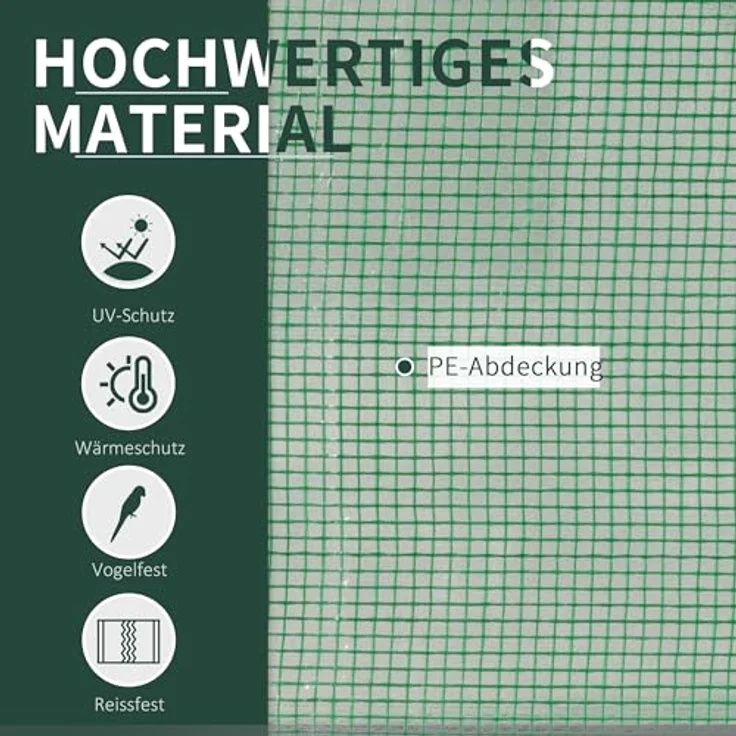 Outsunny Gewächshaus mit Rollfenster winterfest Foliengewächshaus aus Stahl wasserabweisend Treibhaus für Balkon Garten Tomatenhaus mit UV schutz 200x100x80cm Tomatengewächshaus für Gemüse Blumen Grün – Bild 3