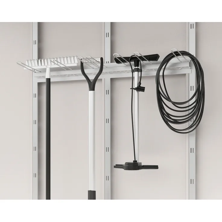 Hörmann Ecostar Gerätehalter für "Euroline" Gerätehäuser, silber, 96 cm, platzsparende Werkzeugaufbewahrung