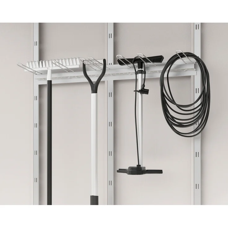 Hörmann Ecostar Gerätehalter für "Euroline" Gerätehäuser, silber, 96 cm, platzsparende Werkzeugaufbewahrung