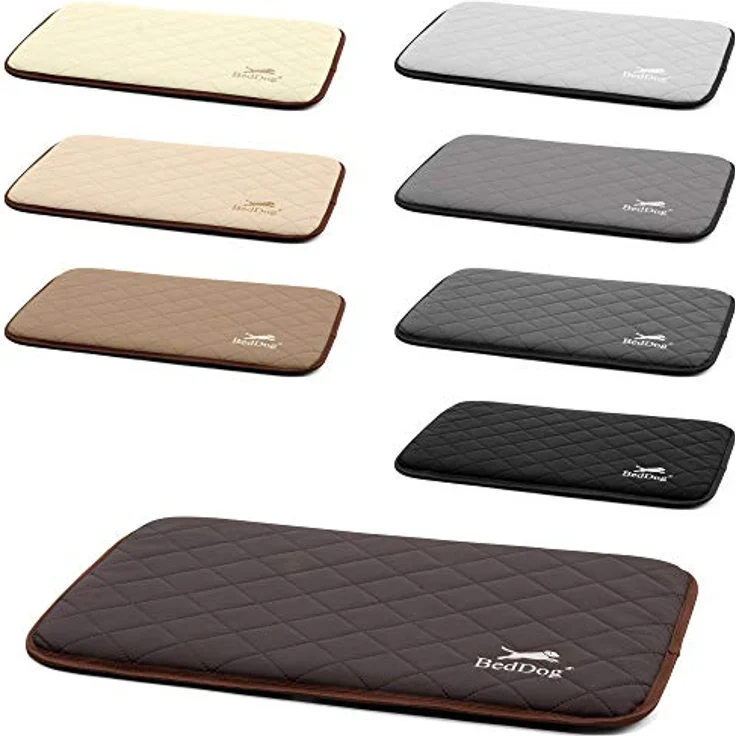 BedDog® Gesteppte Hundematte Nelly - Komfortables Hundekissen, langlebige Haustier-Unterlage aus Kunstleder, Hundebett, M (60x40cm), Mocca, braun – Bild 2