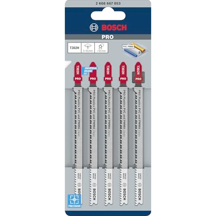 BOSCH PRO Plastics T302H, Säbelsägeblatt für PVC und PMMA, 132 mm, 5-tlg. Set für präzise und saubere Schnitte – Bild 2