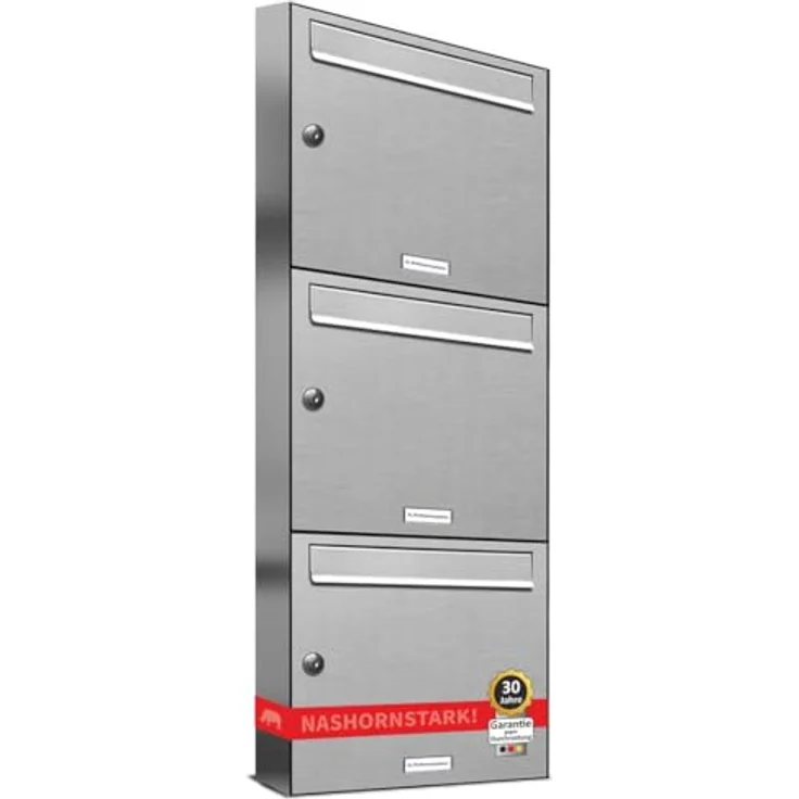 3er V2A Edelstahl Wandbriefkasten Anlage 3 Fach Briefkasten Postkasten – Bild 2