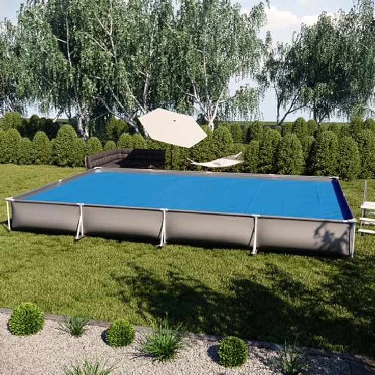 OK-Living Eckige Solarfolie Pool blau, Solarabdeckplane 800x500 cm – Bild 4