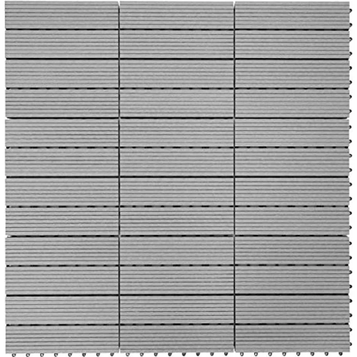 WPC Bodenfliese Rhone, Holzoptik Balkon-Terrasse, 11x je 30x30cm 1qm Basis, grau linear – Bild 9