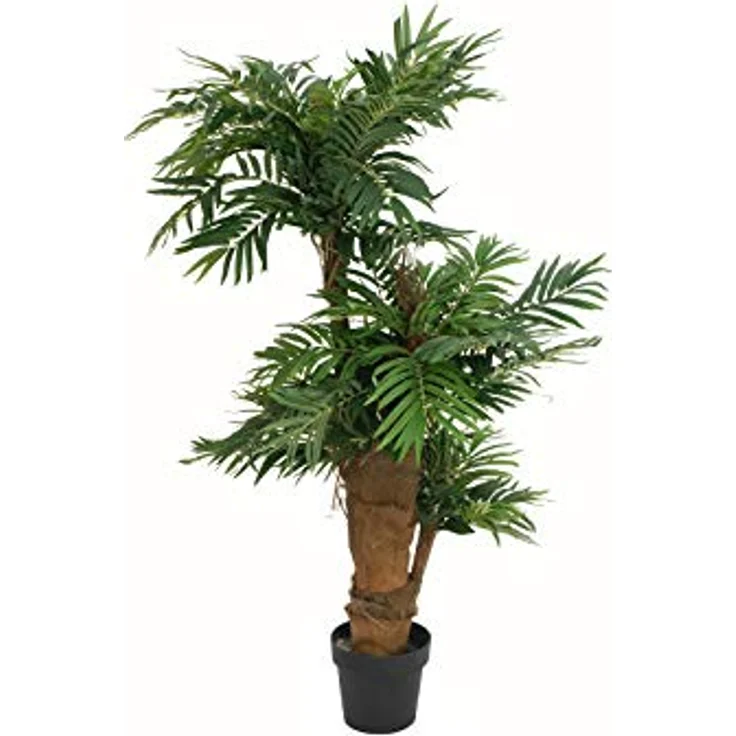 EUROPALMS Areca Palme, Kunstpflanze 140cm mit Palmfaserstamm und textilen Blättern – Bild 2