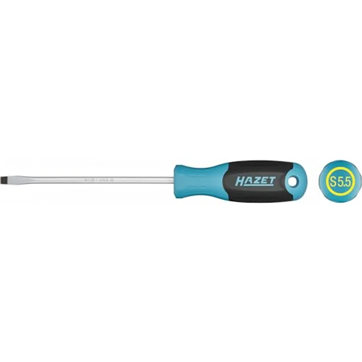 Hazet Schraubendreher 811-55, Schlitz Profil SW 1 x 5,5 mm, Standardlänge 230 mm, Rundklinge, rutschfester 3-Komponenten-Griff, blau – Bild 3