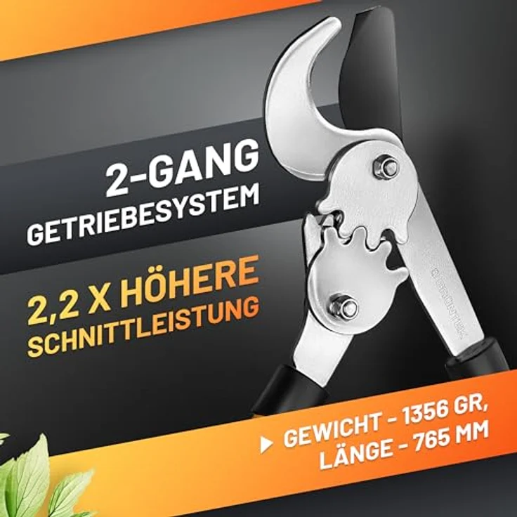 GRÜNTEK Getriebe-Astschere T-REX 765 mm, scharfe Bypass Baumschere, 2-Fach höhere Kraftübertragung Dank Doppel-Gear-Drive Schneidsystem, mit 100 Tage - Zufriedenheits-Garantie – Bild 4