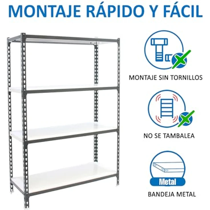 Simonrack Simonclick Plus Metallregal, 150 x 100 x 30 cm, 4 Böden, Traglast 180 kg, anthrazit/weiß, steckbar – Bild 5