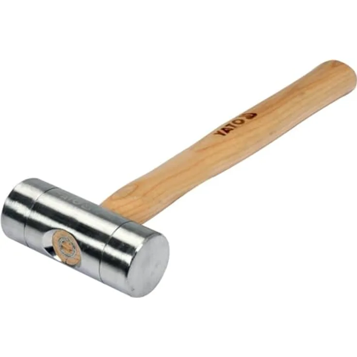 Yato Schonhammer Ausbeulhammer Aluminium, Doppelseitiger Hammer mit Alu Kopf ø 30/40/50 mm, 300g, Eschenholzstiel