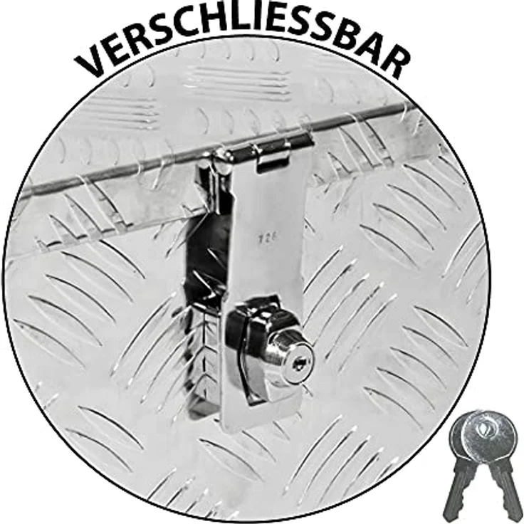 Trucky D050 Werkzeugbox Alukiste, praktische Aluminium Deichselbox mit Schloss, 68 x 31 x 25 cm – Bild 4