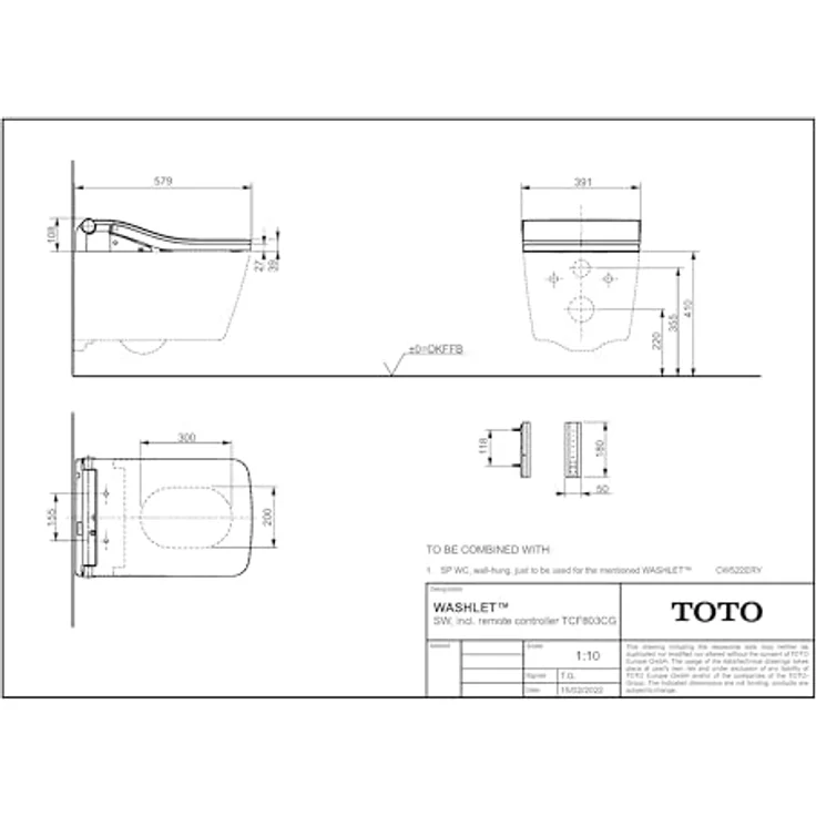 Toto WASHLET® SW Dusch-WC, mit Fernbedienung, EWATER+ und Entkalkungsfunktion, weiß – Bild 5