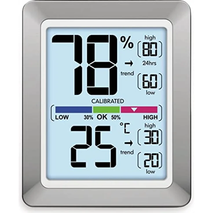 Technoline WS9460 moderne Front, farbige Anzeige, Touchsensor für Beleuchtung, silber, 73 x 89 x 27 mm – Bild 2