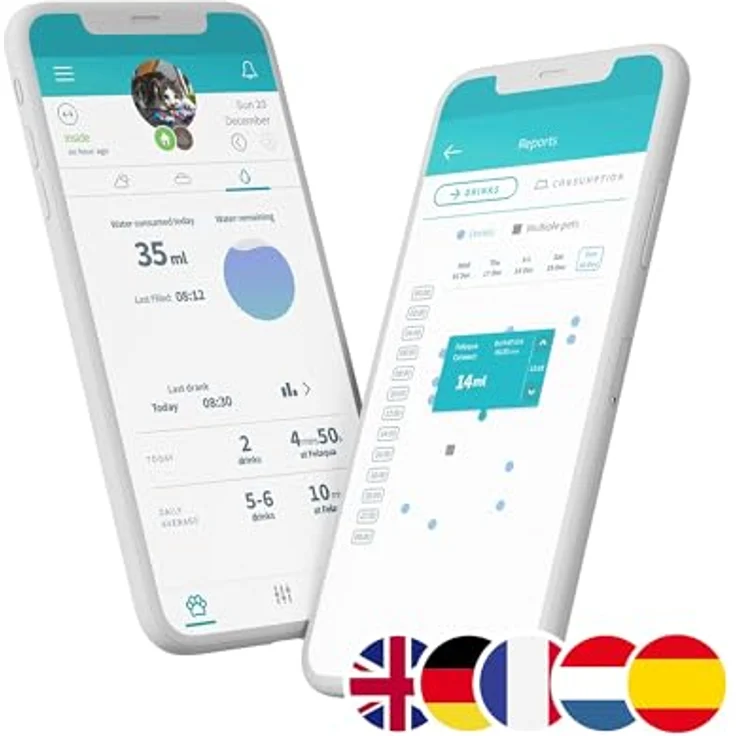 SureFeed Wasserautomat Felaqua Connect, Smart Trinkbrunnen für Katzen, Weiss (1 l) – Bild 3