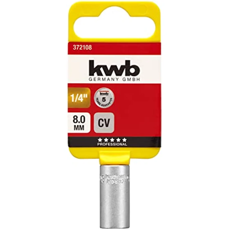 kwb Bit- und Steckschlüsselset PROFI, Steckschlüsseleinsätze 1/4″ x 8 mm, CV-Stahl, matt verchromt, Wellenprofil, Ecken gerundet, bessere Kraftübertragung – Bild 2