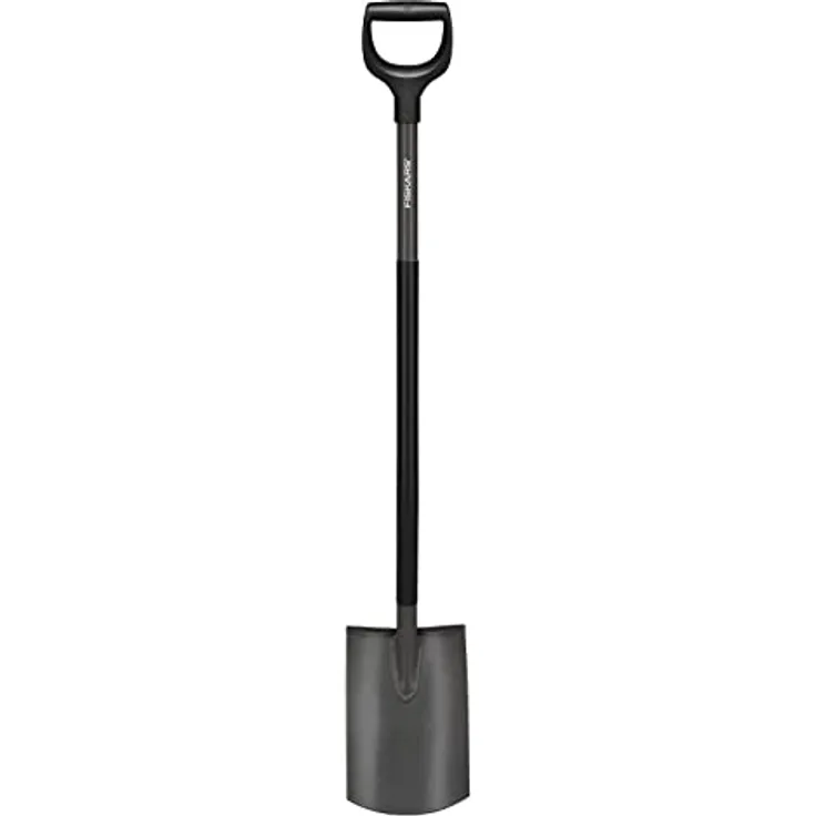 Fiskars Gärtnerspaten, Rund, Spaten für weiche, steinarme Böden, Länge: 125 cm, Hochwertiger Borstahl, Grau/Schwarz, Ergonomic, 1070640
