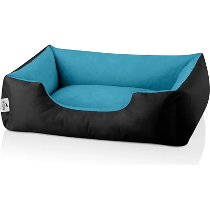 BedDog Hundebett LUPI, Hundekissen mit abziehbaren waschbaren Bezug, Hundekorb, Hundesofa, für kleine Hunde, S, schwarz-blau – Bild 2