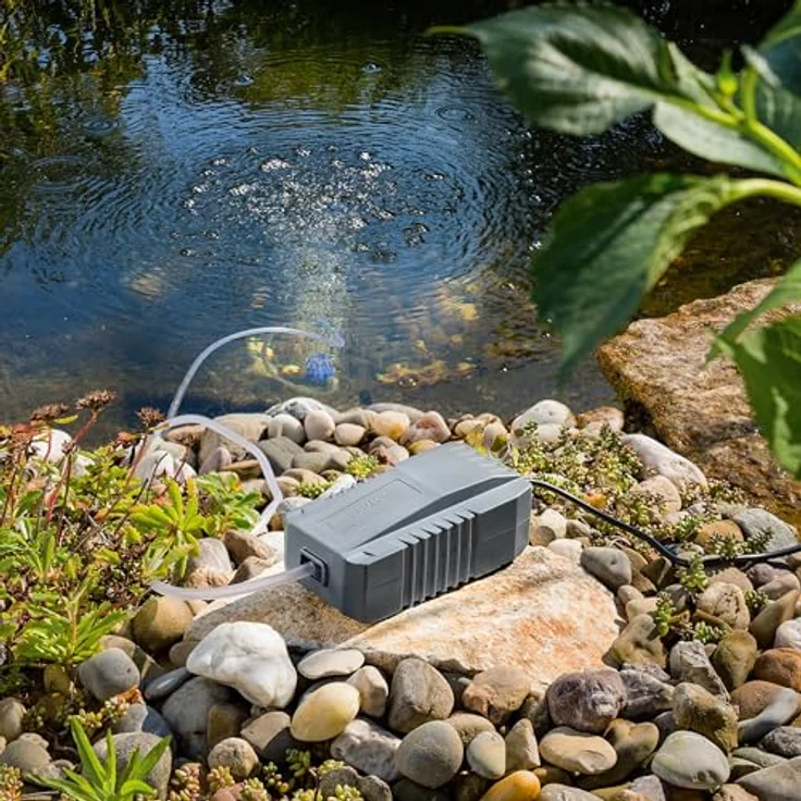Esotec Solar Teichbelüfter Set 6/130, LiFePO4 Akku-Speicher, Sauerstoffpumpe 120 l/h, Solarpanel 6W, inkl. Erdspieß – Bild 4