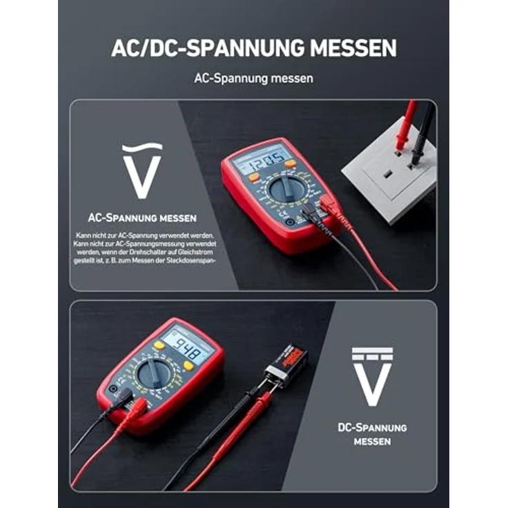 AstroAI Multimeter Digital Multimeter mit Ohm Volt Ampere Spannung Tester Messung – Bild 3