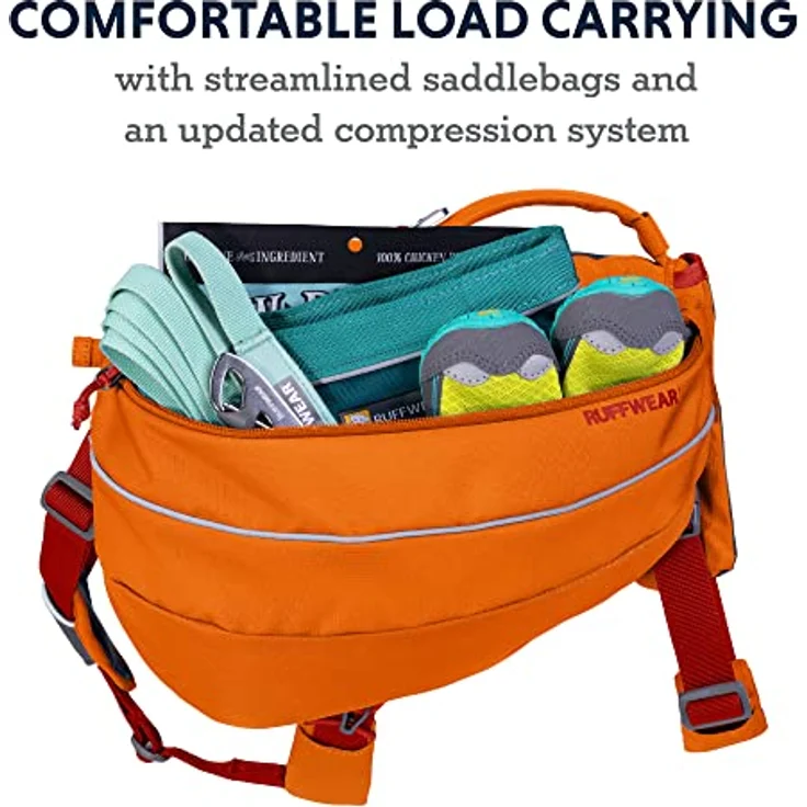 RUFFWEAR Approach Pack, Hunderucksack-Tragetasche mit integriertem Geschirr und Taschen, Tragbares Haustier-Wander- und Campingzubehör mit 2 Leinenbefestigungspunkten, Campfire Orange (Medium) – Bild 3