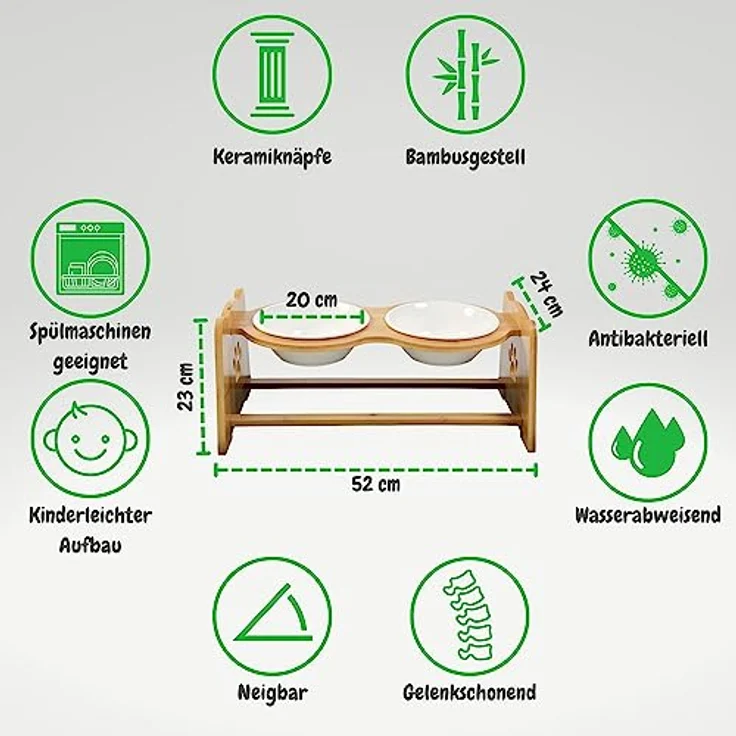 Premium Hundenapf Keramik höhenverstellbar, 1200ml pro Napf, Perfekter Futternapf für Ihren Hund, ideal für große Hunde, Näpfe mit Futterstation aus Bambus - Preisvergleich – Bild 3