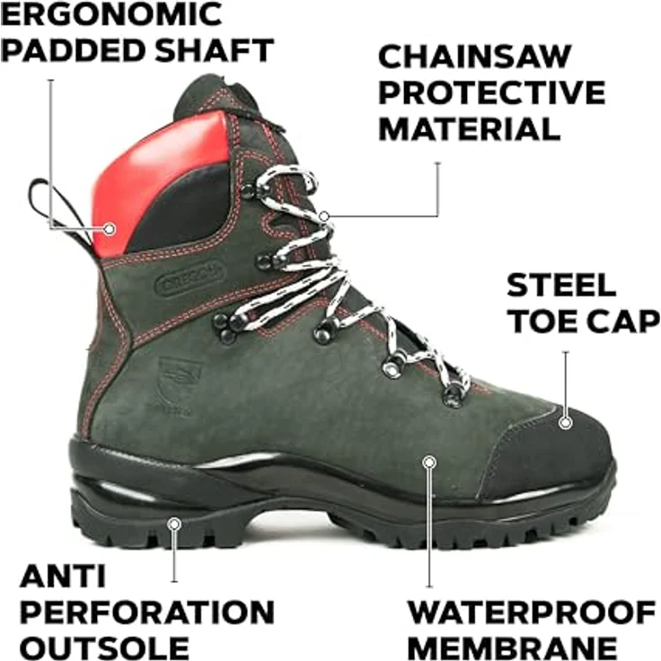 OREGON® Schnittschutzstiefel Klasse 2 Fiordland, Leder, wasserdicht, bis 300°C, Größe 43, grün – Bild 6