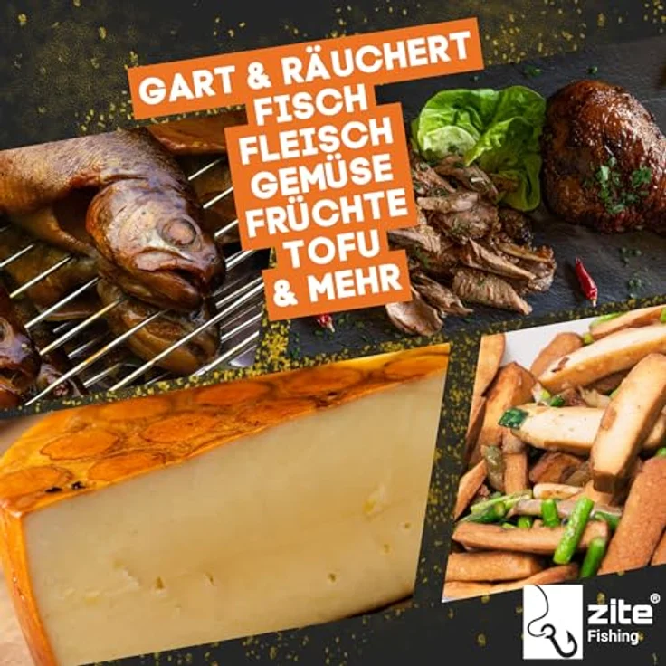 Zite Räucherofen Edelstahl XXL Set, Tischräucherofen mit Thermometer, Brennpaste und Zubehör, für Fisch und Fleisch, tragbar und sofort einsatzbereit – Bild 2