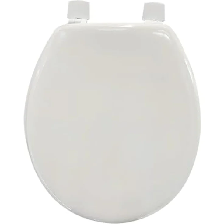 MSV WC-Sitz MDF, 45 cm x 37 cm x 5,6 cm, Weiß, mit Kunststoffscharnieren und hygienischer Oberfläche – Bild 1