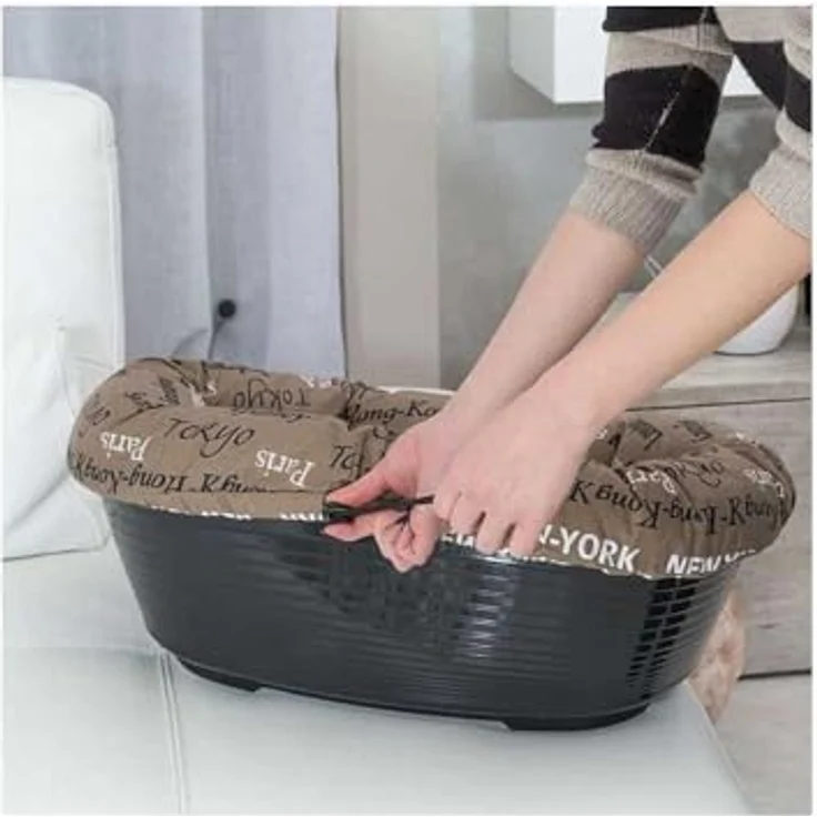 Ferplast Hundebett Sofa' 4, Kunststoffkorb mit waschbarem gepolstertem Hundekissen, 64 x 48 x h 25 cm – Bild 5