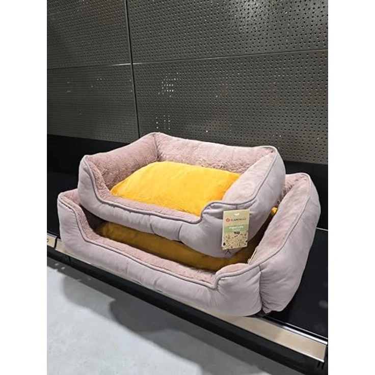 Flamingo Korb für Welpe Oddi Rechteck Ocker 60x50x20cm - Abnehmbarer Bezug mit Reißverschluss - Waschbar - Rutschfester Boden – Bild 5