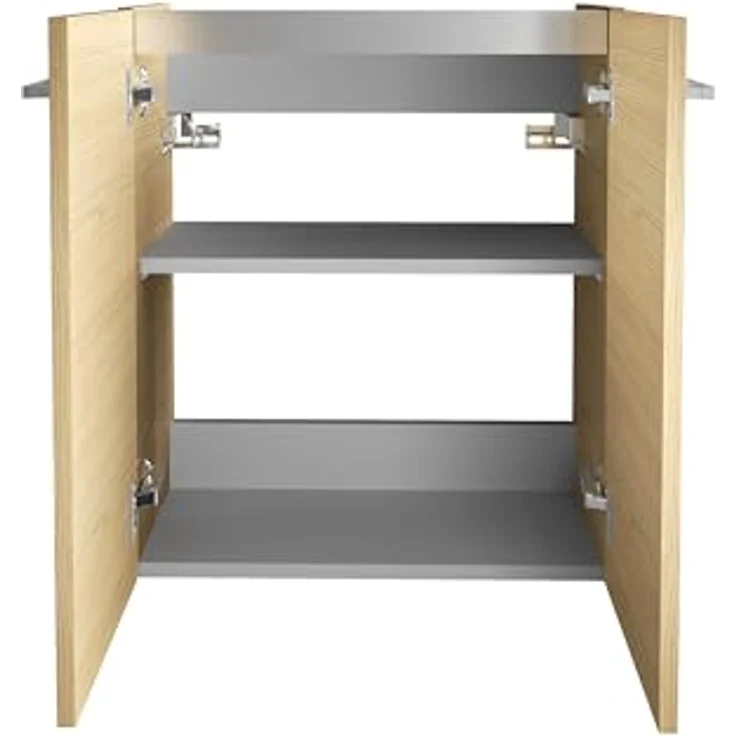 FACKELMANN SBC B. STYLE Gäste WC Set 2-teilig, Waschbecken mit Keramik und Waschtischunterschrank, 55 cm, Braun hell – Bild 2