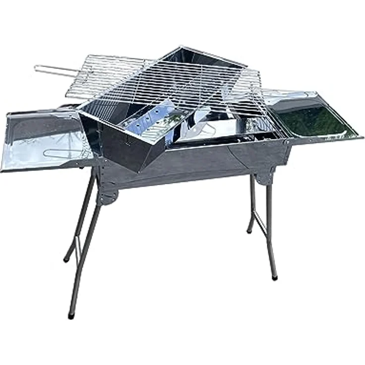 walexo Familien Grill Mangal aus Edelstahl Schaschlik und BBQ Kohlegrill Säulengrill Standgrill (ohne 14 Edelstahlspieße) – Bild 2