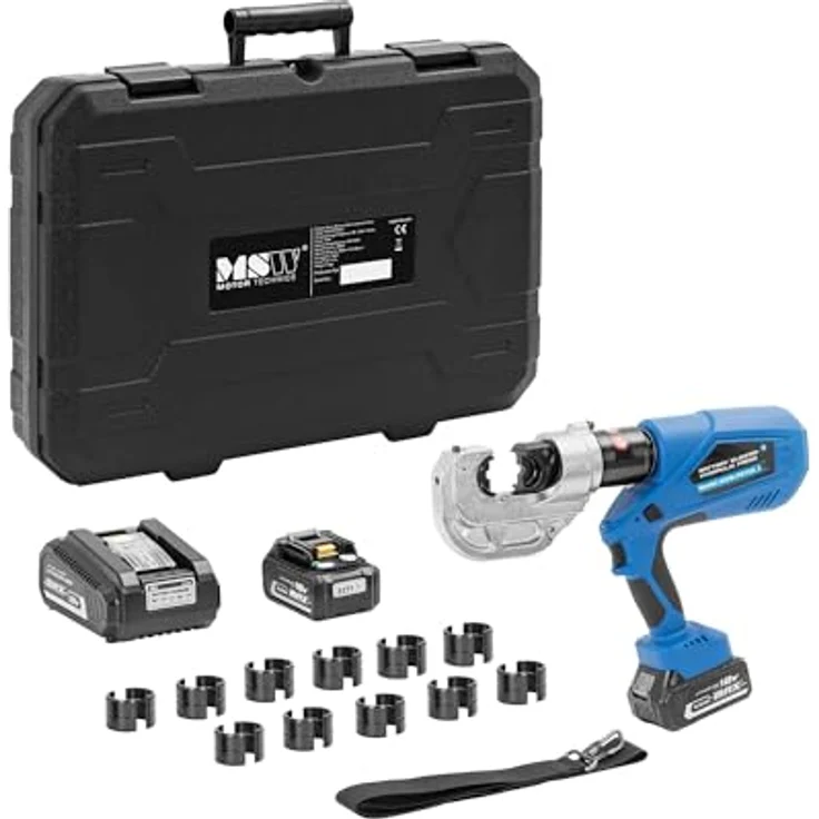 MSW Hydraulische Crimpzange, 16 bis 400 mm² mit 120 kN Presskraft, LED-Beleuchtung, blau – Bild 1