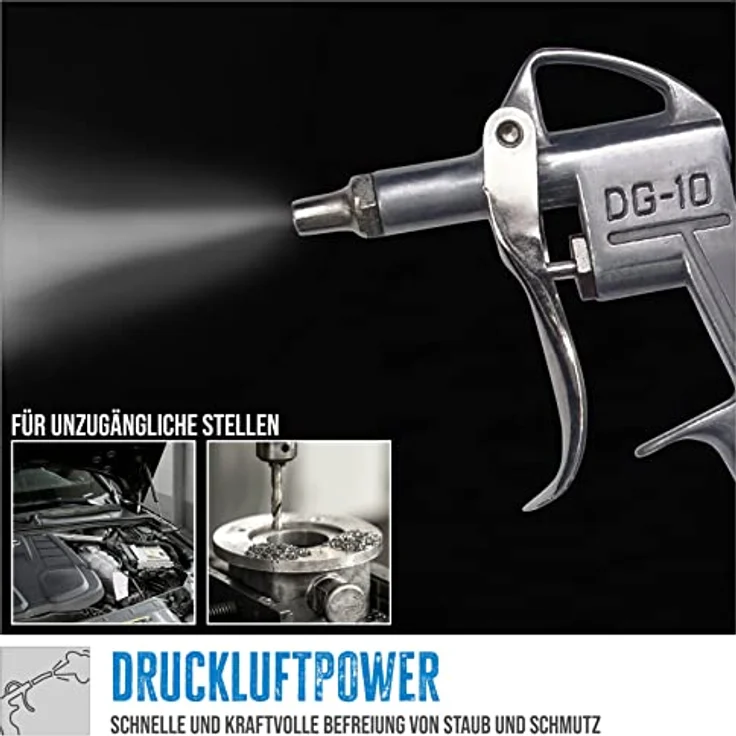 Güde Druckluft-Ausblaspistole 3-tlg., Aluminium-Druckgussgehäuse, 8 bar, 120-600 l/min, inkl. 3 Düsen (25/100/200 mm) – Bild 2