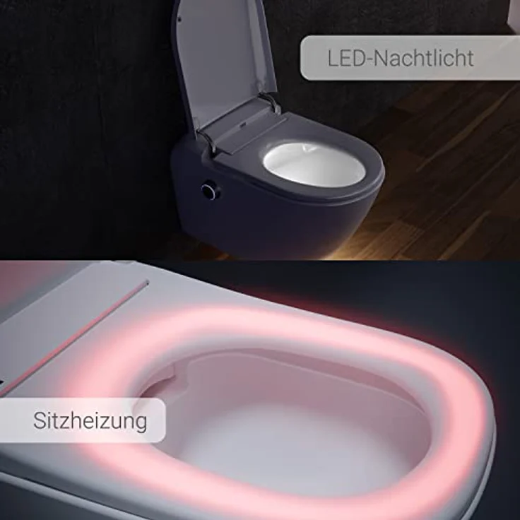 Bernstein Dusch-WC T640 PRO wandhängend, Hänge-WC, Abgang waagerecht, Tiefspüler, Komplett-Set, Weiß, mit Beleuchtung, Sitzheizung, Massage und Entkalkung – Bild 3