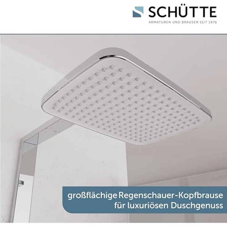 Schütte Duschsystem HAWAII Überkopfbrause-Set, 115 cm, 3 Strahlarten, mit Thermostatarmatur und Glasablage, Komplett-Set inkl. Montagematerial und Dichtungen – Bild 4