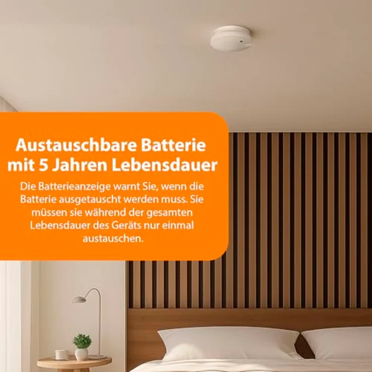 Smartwares FSM-11750 Rauchmelder, Austauschbare 5-Jahres-Batterie, optischer Sensor, 85 dB Alarm, einfache Installation – Bild 4