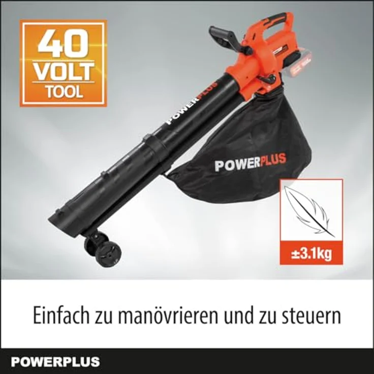 Powerplus Dual Power POWDPG75270 Akku Laubbläser - 40V - Blasen / Saugen / Zerkleinern - 45 L Auffangbeutel - 15:1 Volumenreduzierung – Bild 3