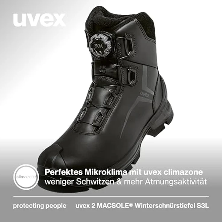 Uvex Sports uvex 2 MACSOLE Stiefel S3L 65363, Sicherheitsschuhe mit optimaler Dämpfung, ergonomischer Passform, schwarz-orange, Weite 12, Größe 41 – Bild 2