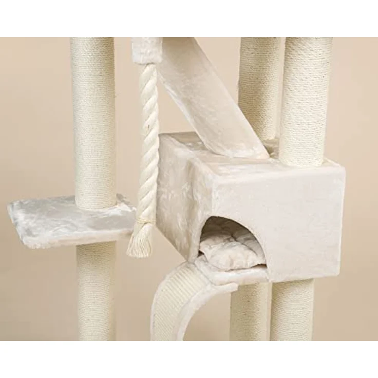 RHRQUALITY Kratzbaum Kilimandjaro de Luxe für große Katzen mit Ø 12cm Sisalstamme - großer Liegefläche & Hängematte für Katzen - der perfekte Spielplatz für Ihren Katzenfreund (Beige) - Preisvergleich – Bild 5