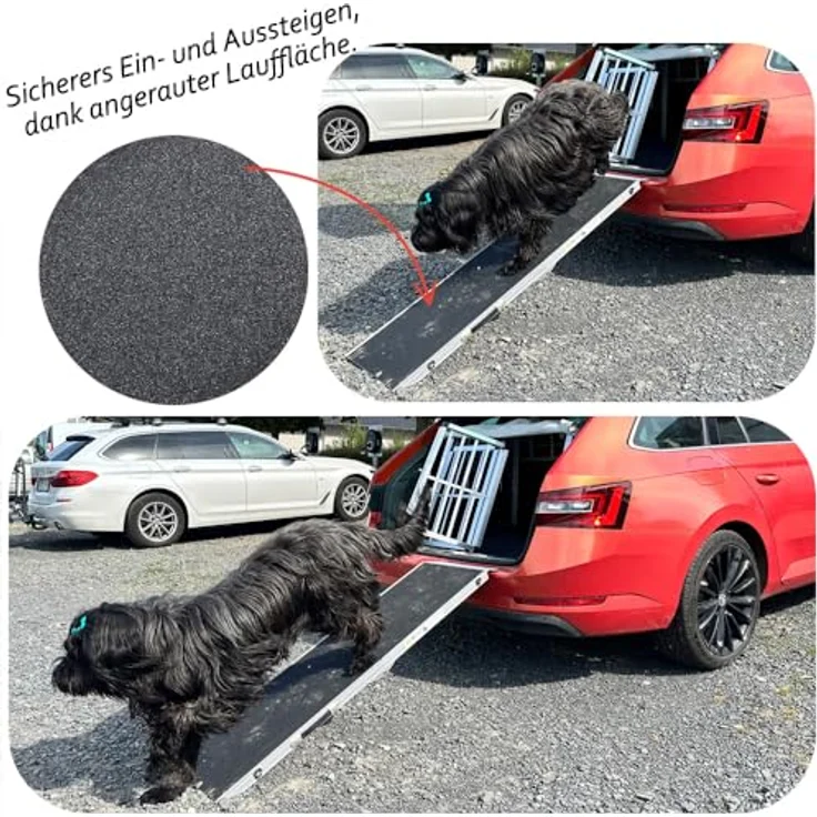 Hunderampe Hundetreppe Auto Kofferraum Treppen Rampe Einstiegshilfe für Hunde Klappbar Aluminium Auswahl Längen 122 cm Petigi – Bild 3