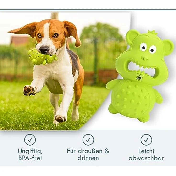 Homes&Bones Karlchen Hundespielzeug befüllbar aus Naturkautschuk zur Hundebeschäftigung als Futterball, Wurfspielzeug & Intelligenzspielzeug für mittlere bis große Hunde grün – Bild 4