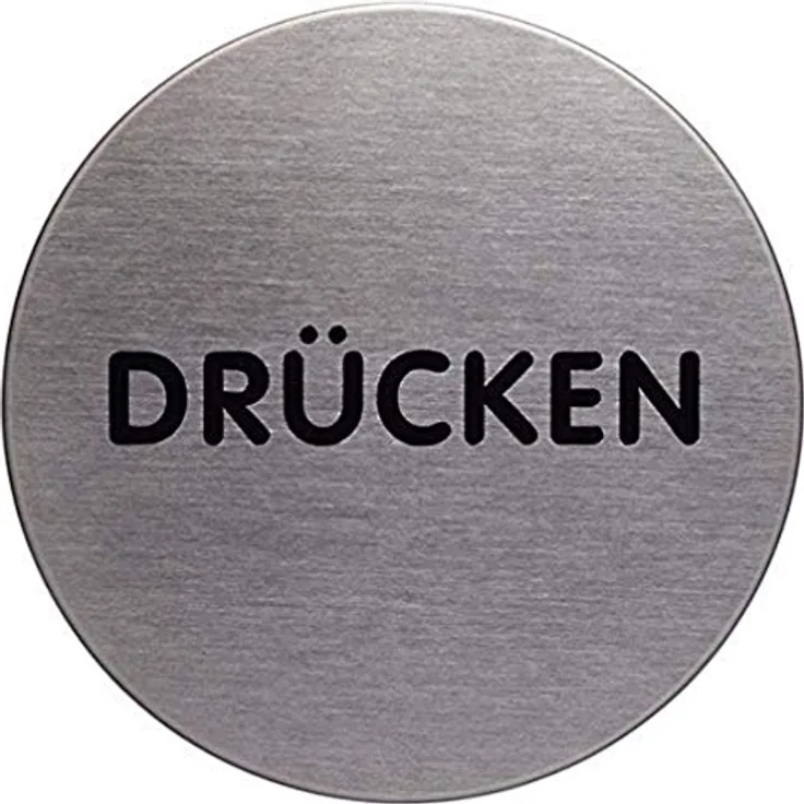 Durable Türschild Picto rund (Drücken, 65 mm) metallic silber, 490061
